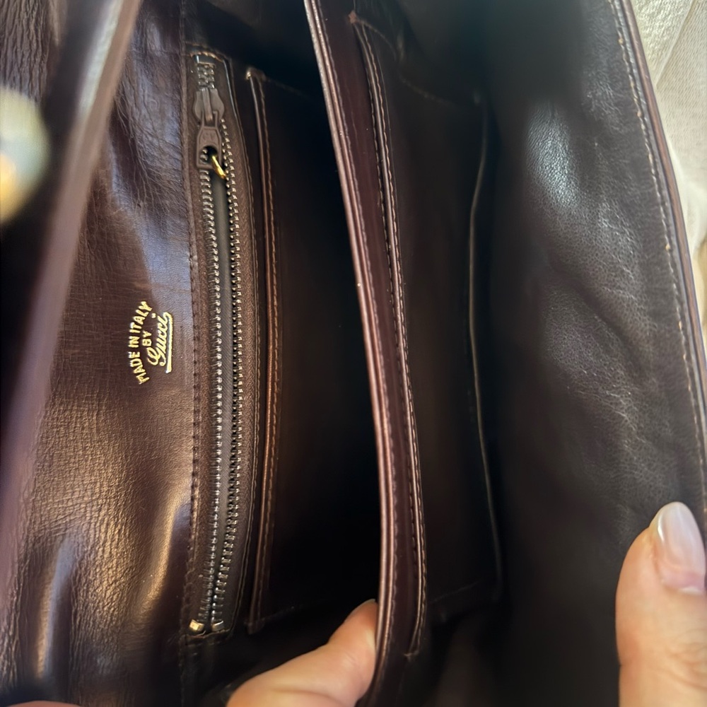 Vintage Gucci Chocolate Leather Shoulder Bag - Picture 6 of 7